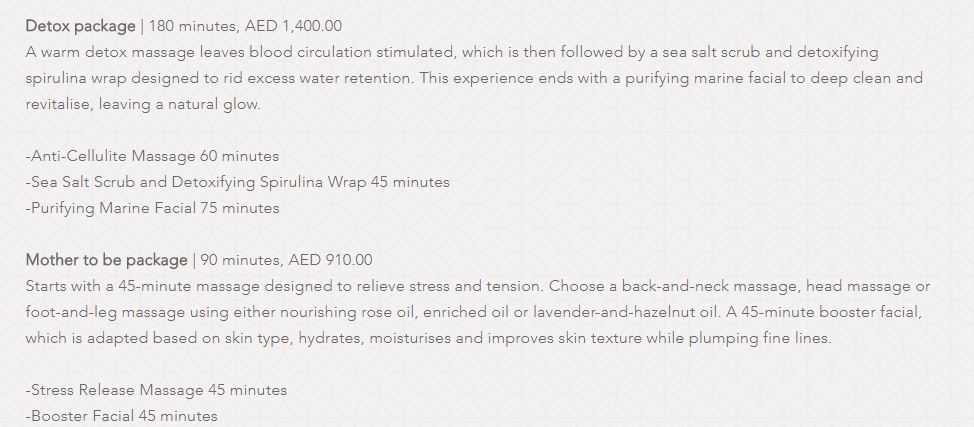 Amara Spa Park Hyatt Dubai Price2