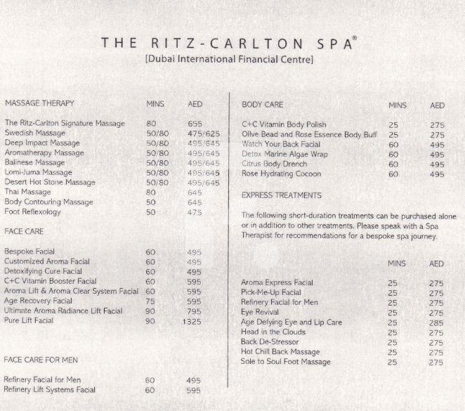 Ritz Carlton Spa Price2