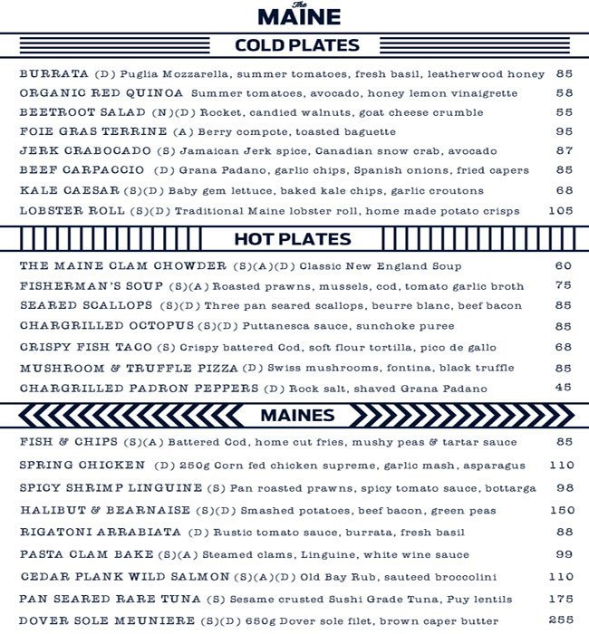 The Maine Oyster Bar Grill Menu11