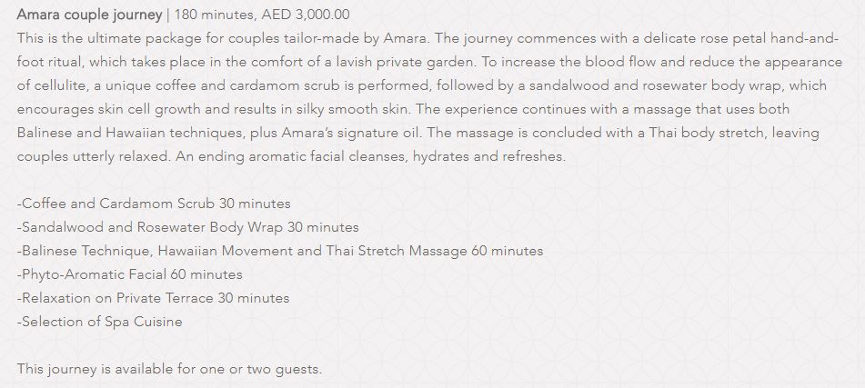 Amara Spa Park Hyatt Dubai Price1